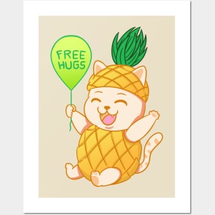 Fruit Cat : Pineapple Free Hugs Posters and Art